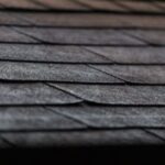Close-up of gray roof shingles.