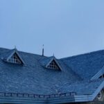 Victorian-style roof with gabled windows.