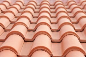 Red clay roof tiles in rows.