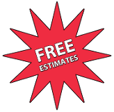 Red starburst graphic with 'FREE ESTIMATES' text.